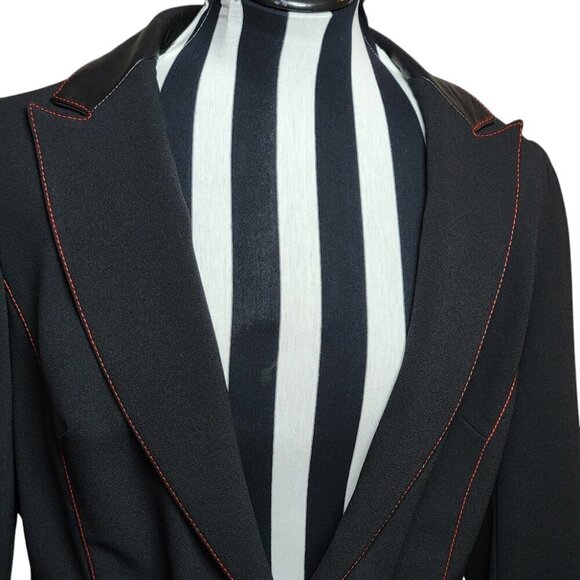Stunning Alberto Makali Fitted Blazer - Black with Red Stitching & Leather - Picture 2 of 11